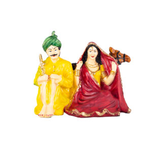 Manomya's Rajasthani Traditional Couple with Camel Statues for Home Decor (Pack of 2, Multicolor)