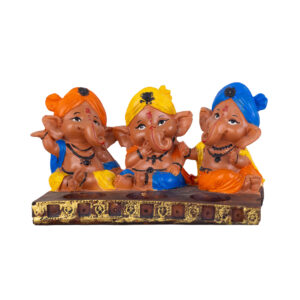 Manomya's Resin Three Ganesha Candle Holder for Home Decor (Pack of 1, Multicolor)